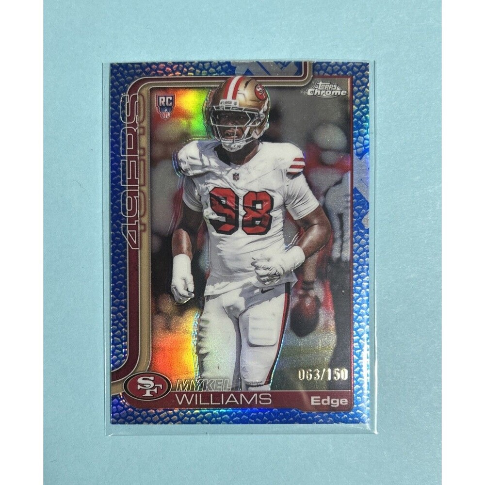 2025 Topps Chrome Blue Refractor Mykel Williams 49ers card#352 Rookie /150 - Picture 1 of 2